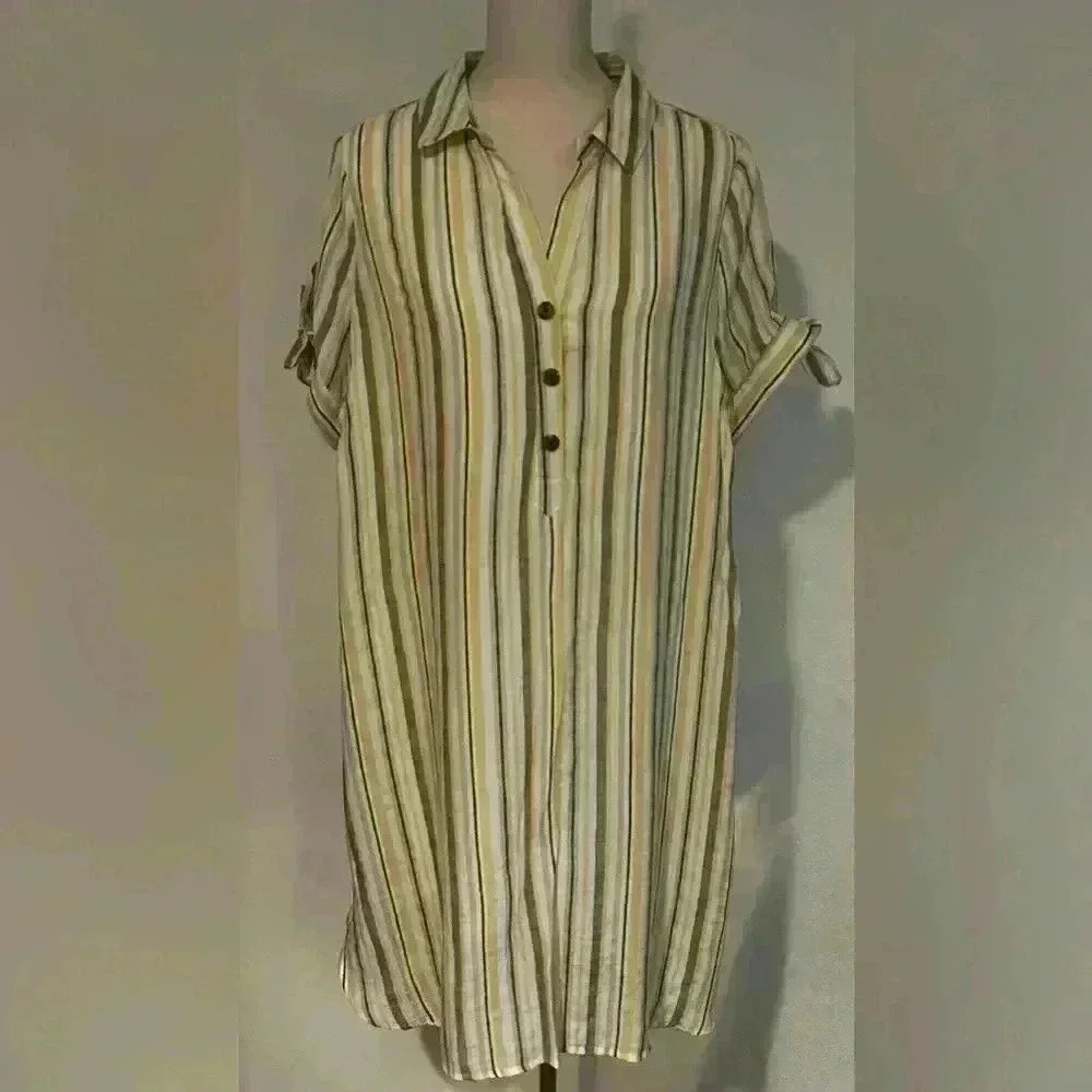 Indigo Rose Button Up Shirt Dress Size 1X